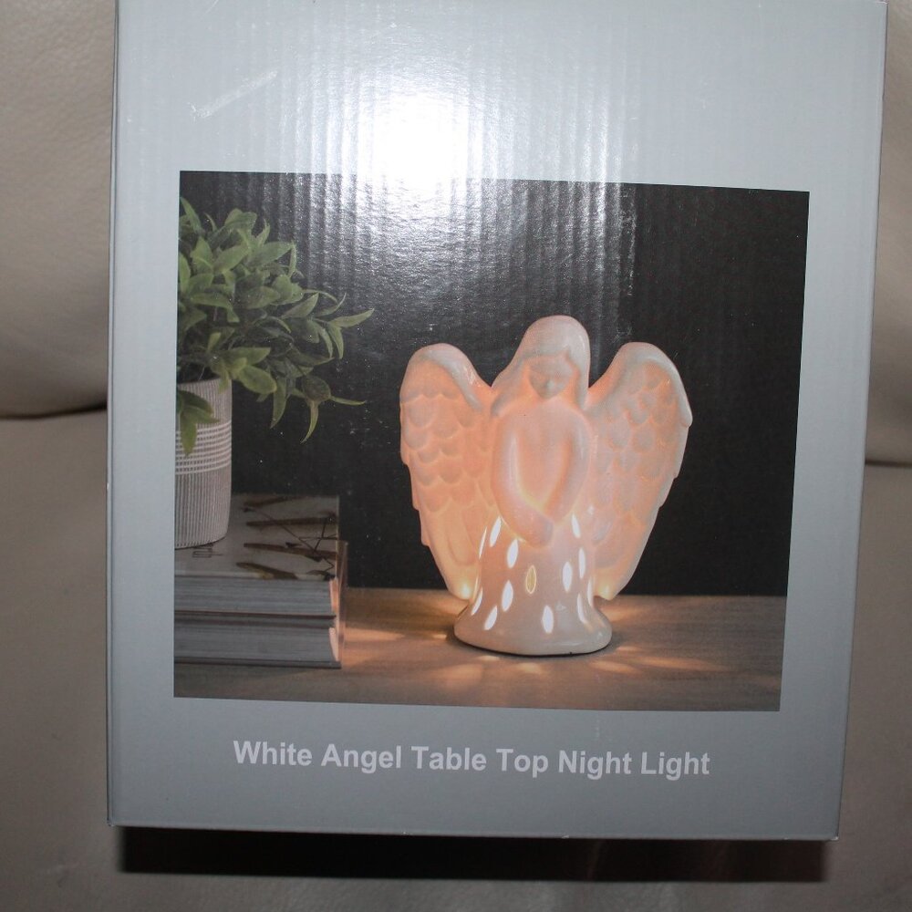 Large White Angel Tabletop Night Light